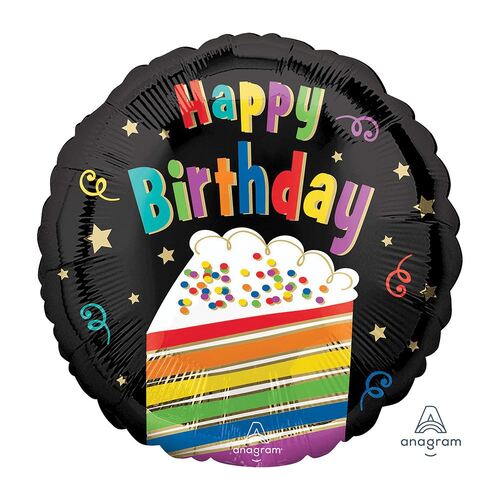 45cm Standard HX Happy Birthday Rainbow Cake Foil Balloon