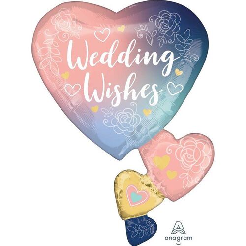 SuperShape XL Twilight Lace Wedding Wishes Hearts Foil Balloon