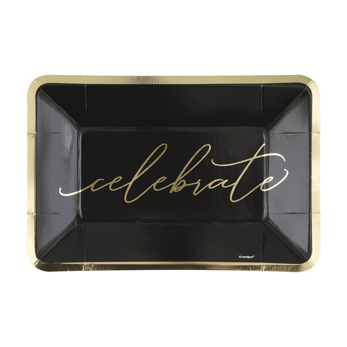  "Celebrate" Foil Stamped Appetizer Paper Plates 22cm 8 Pack