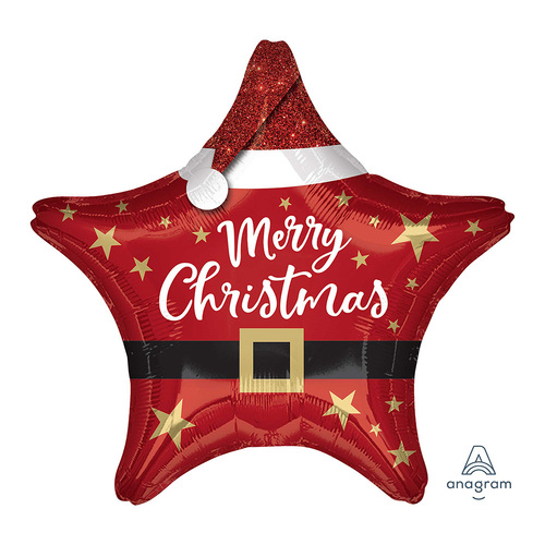 45cm Standard XL Santa Merry Christmas Star Foil Balloon