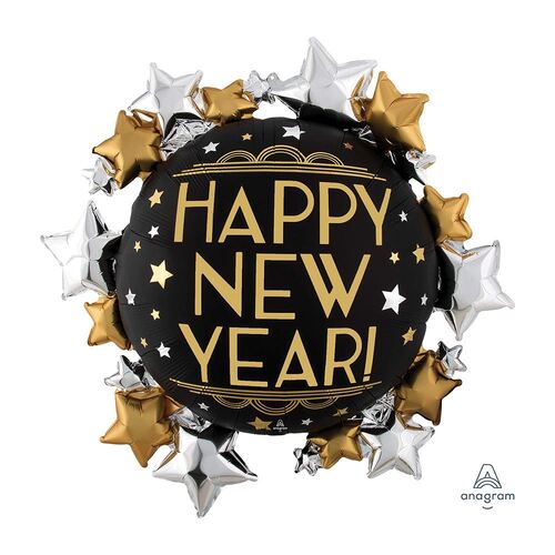 SuperShape XL Satin Infused Happy New Year  Foil Balloon