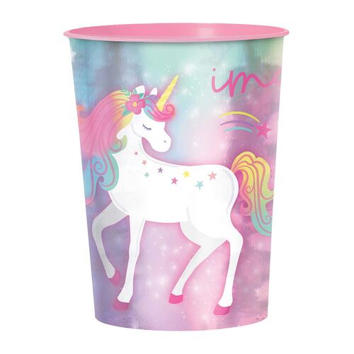 Enchanted Unicorn Favor Cup Metallic Plastic 473ml