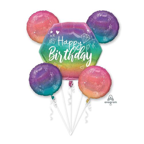Bouquet Happy Birthday Sparkle Foil Balloons