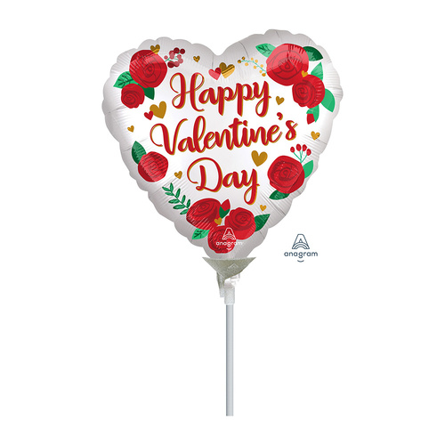 10cm Happy Valentine's Day Satin Infused Roses Foil Balloon