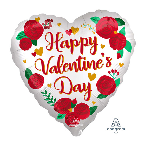 Jumbo HX Happy Valentine's Day Satin Infused Roses Foil Balloon