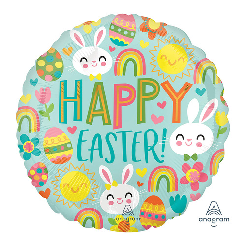 45cm Standard HX Happy Easter Icons Foil Balloon