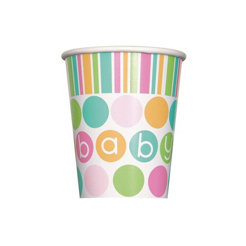 Pastel Baby Shower Paper Cups Paper Cups 8 Pack 270ml