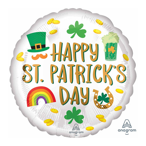 45cm Standard HX Happy St Patrick's Day Icons Foil Balloon