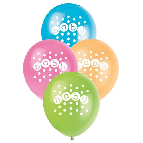 30cm Pastel Baby Shower Printed Balloons 8 Pack