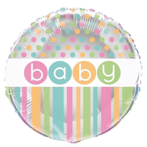 45cm Pastel Baby Shower Foil Balloons Packaged