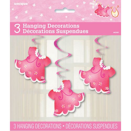90cm Pink Clothesline Swirl Decos 3 Pack