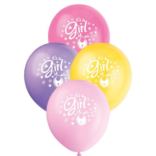 30cm Clothesline Pink It'S A Girl Printed Balloons 8 Pack