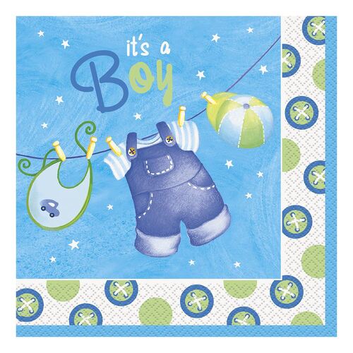Blue Clothesline Luncheon Napkins 2ply 16 Pack