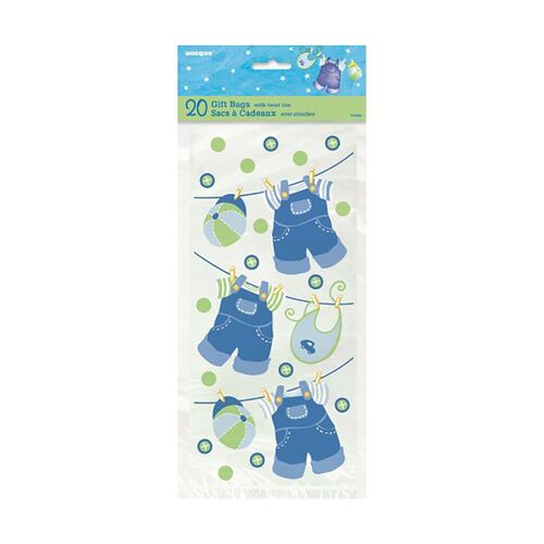 Blue Clothes Line Cello Bags 20 Pack