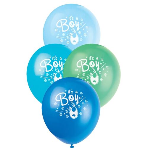 30cm Clothesline Blue It'S A Boy Printed Balloons 8 Pack