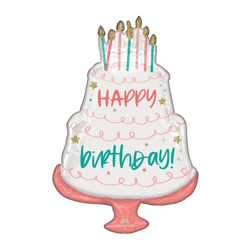 SuperShape Happy Birthday Happy Cake Day Foil Balloons