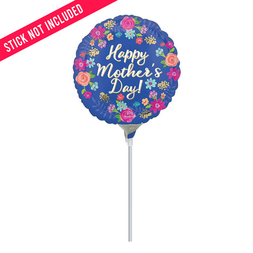 22cm Happy Mother's Day Circled in Flowers Foil Balloons