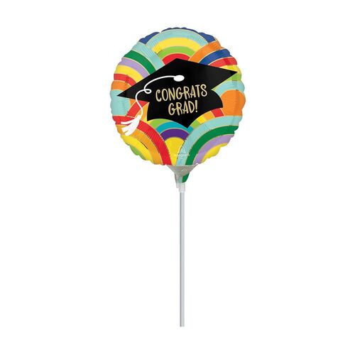 22cm Congrats Grad Rainbows All Around Foil Balloon