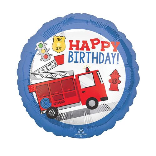 45cm Standard HX First Responder Fire Truck Happy Birthday Foil Balloon