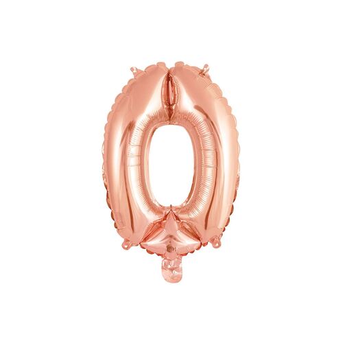35cm Rose Gold 0 Number Foil Balloon 