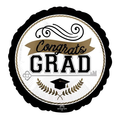 45cm Standard Congrats Grad Achievement is Key Foil Balloons