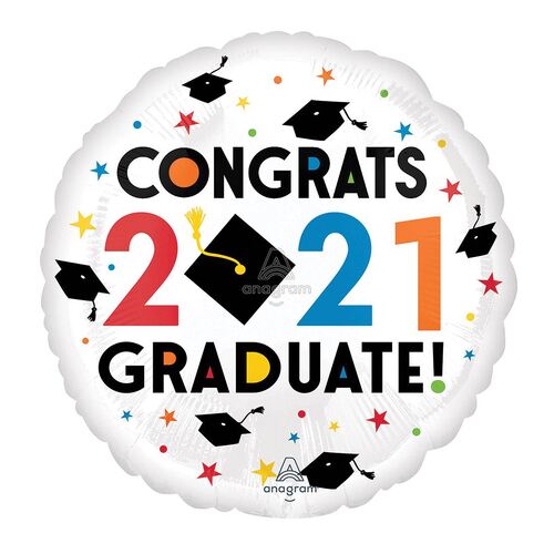 45cm Standard Congratulations 2021 Graduate Foil Balloons