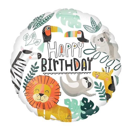 45cm Standard HX Get Wild Happy Birthday Foil Balloon