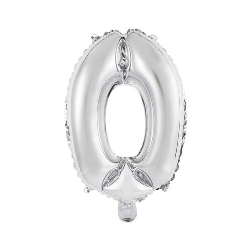 Silver 0 Number Foil Balloon 35cm