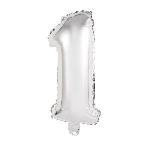 Silver 1 Number Foil Balloon 35cm