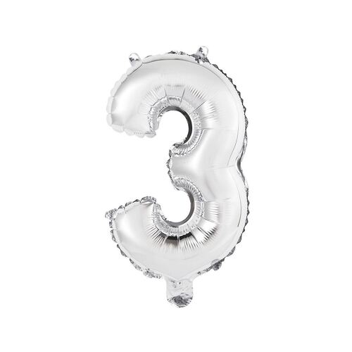 Silver 3 Number Foil Balloon 35cm