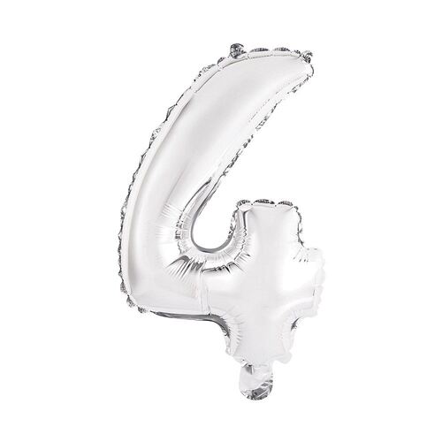 35cm Silver 4 Number Foil Balloon 