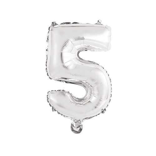 Silver 5 Number Foil Balloon 35cm
