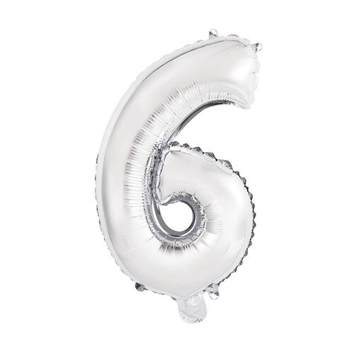 Silver 6 Number Foil Balloon 35cm