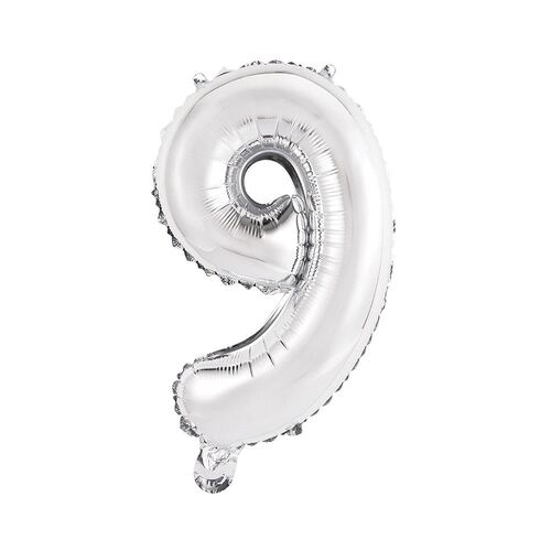 Silver 9 Number Foil Balloon 35cm