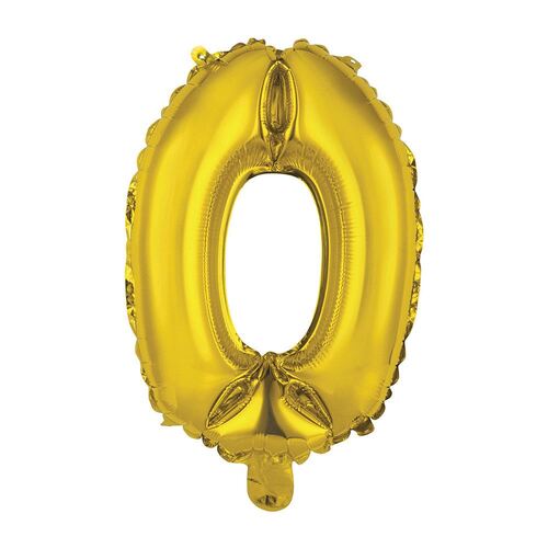 35cm Gold 0 Number Foil Balloon 