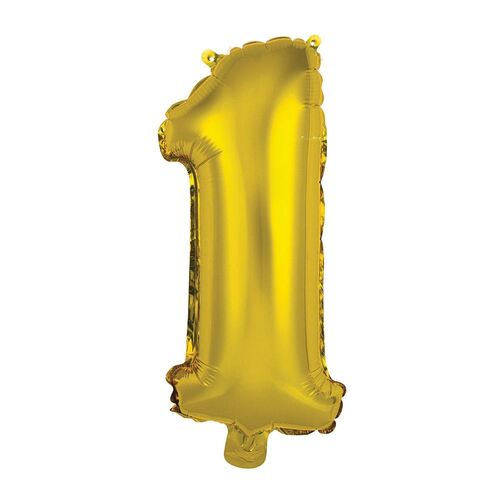 35cm Gold 1 Number Foil Balloon 