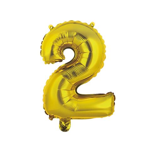 35cmGold 2 Number Foil Balloon 