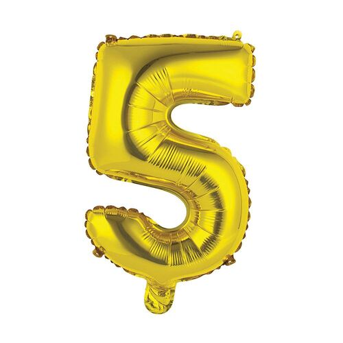 35cm Gold 5 Number Foil Balloon 