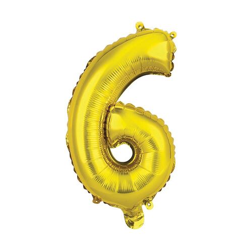 35cmGold 6 Number Foil Balloon 