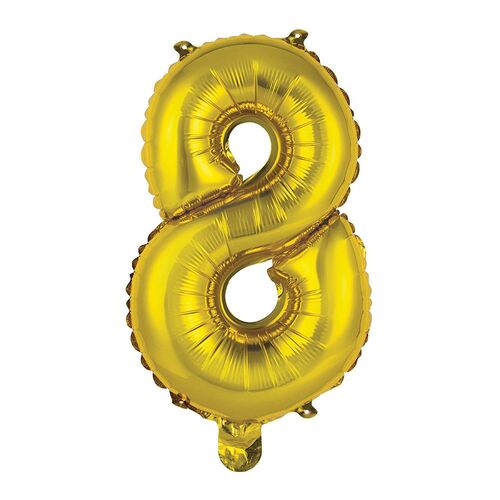 35cmGold 8 Number Foil Balloon 