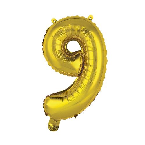35cm Gold 9 Number Foil Balloon 