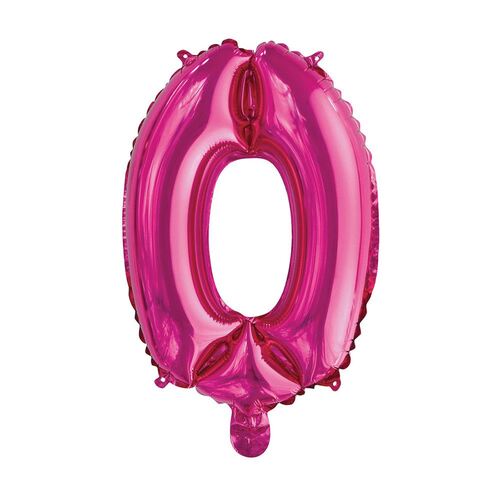 Hot Pink 0 Number Foil Balloon 35cm