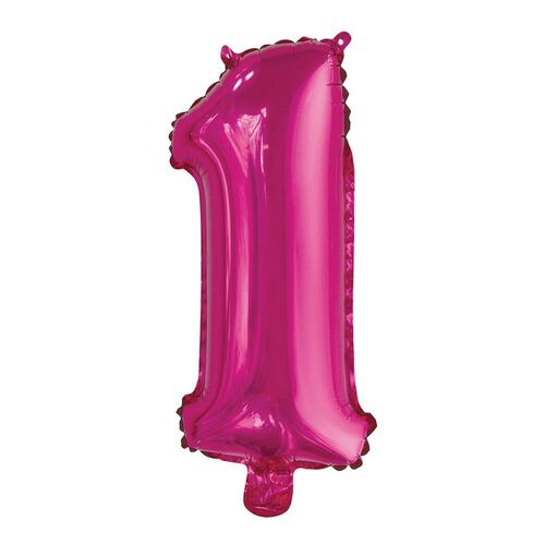 35cm Hot Pink 1 Number Foil Balloon 