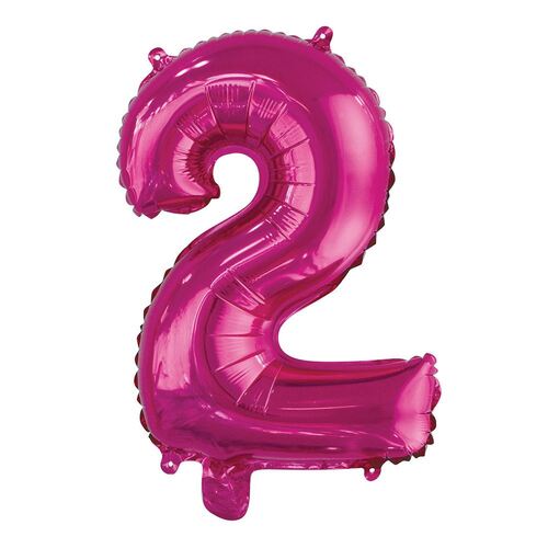35cmHot Pink 2 Number Foil Balloon 