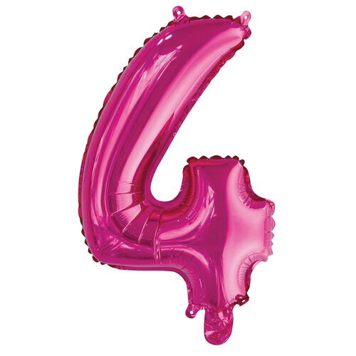 35cm Hot Pink 4 Number Foil Balloon 