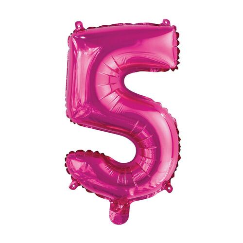 35cm Hot Pink 5 Number Foil Balloon 