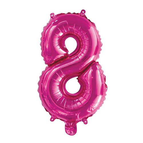 35cmHot Pink 8 Number Foil Balloon 