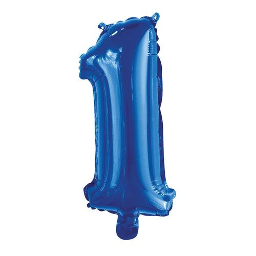 35cm Royal Blue 1 Number Foil Balloon 