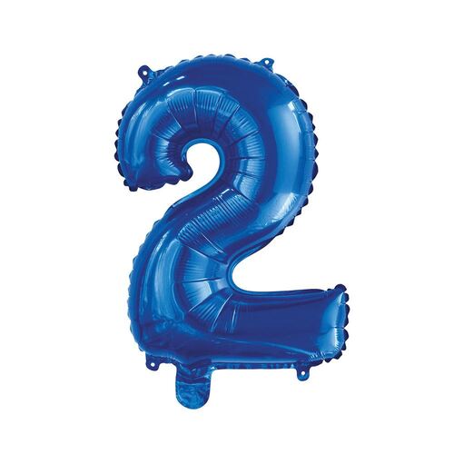 35cm Royal Blue 2 Number Foil Balloon 