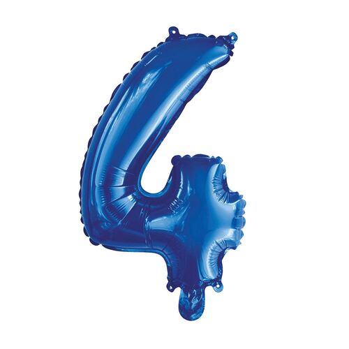 35cm Royal Blue 4 Number Foil Balloon 